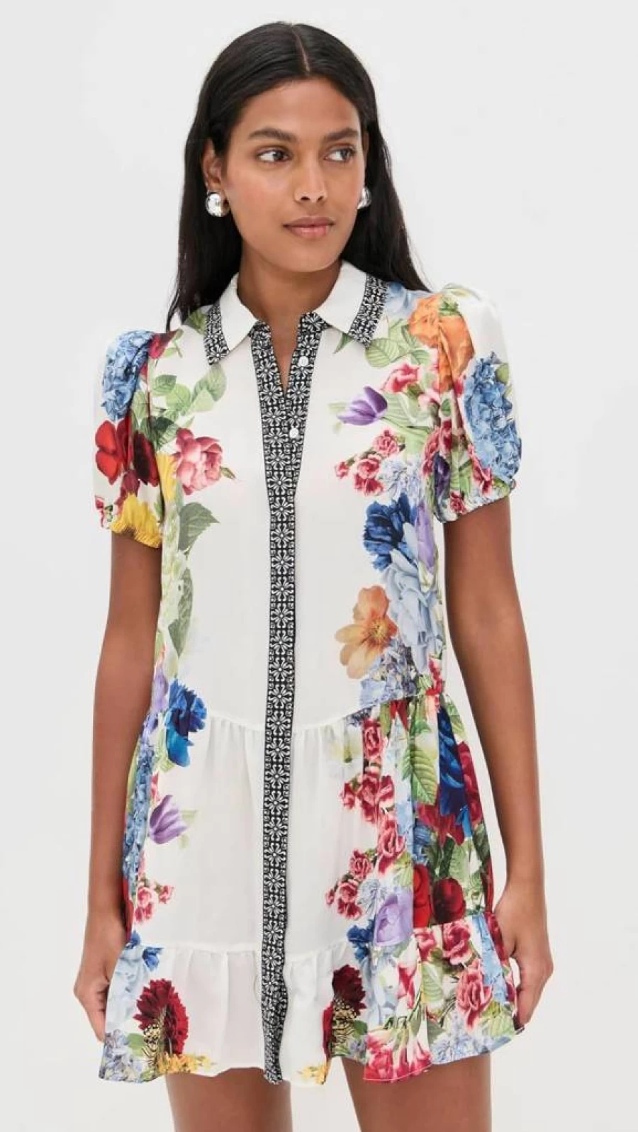 Alice + Olivia Claire Tiered Mini Dress for Women - Floral Print Summer Dress