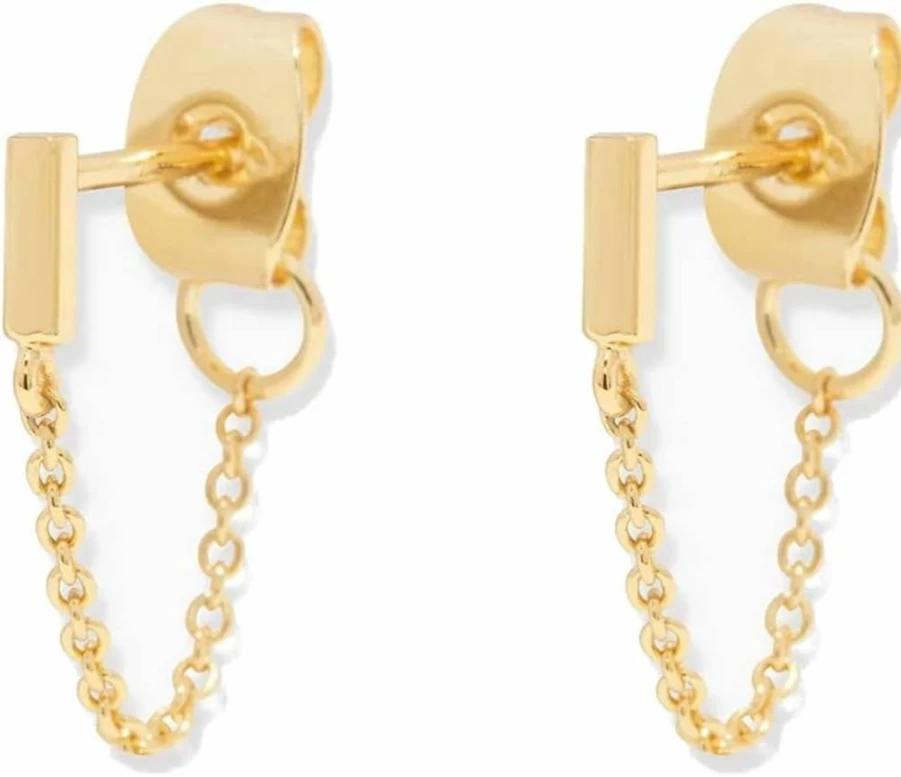 Gorjana Tatum Chain Huggie Hoop Earrings for Women - Gold Plated Minimalist Huggie Hoops