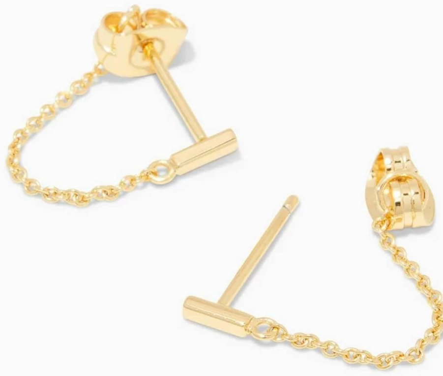 Gorjana Tatum Chain Huggie Hoop Earrings for Women - Gold Plated Minimalist Huggie Hoops
