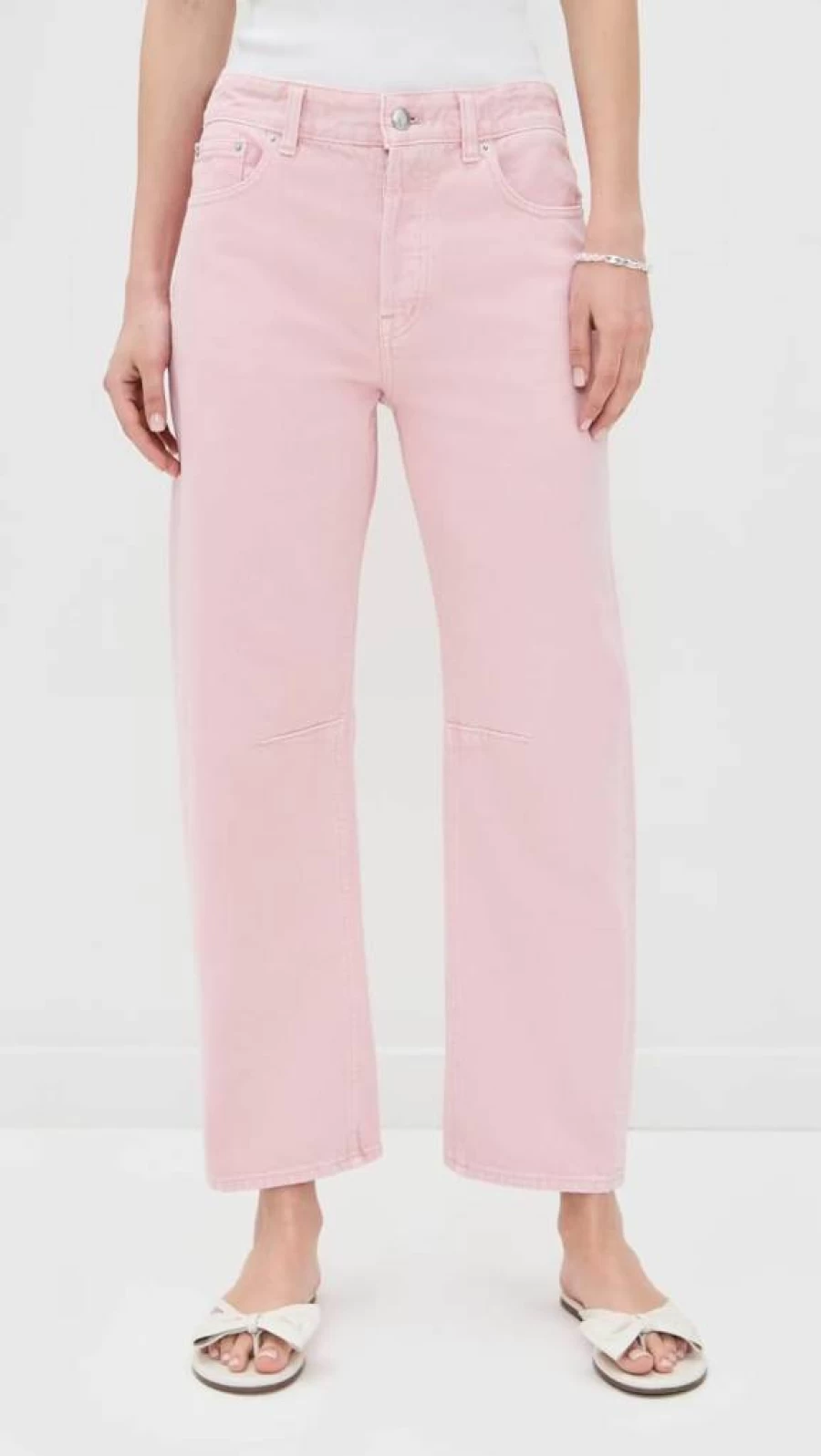 Madewell Women's High-Rise Barrel-Leg Jeans with Darted Detail - Classic Straight Fit Denim Pants
