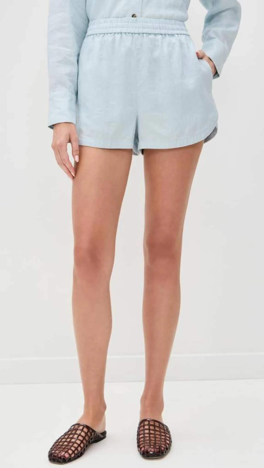 LE BOP Women's Estelle High-Waisted Summer Shorts - Comfortable Casual Denim Shorts for Women