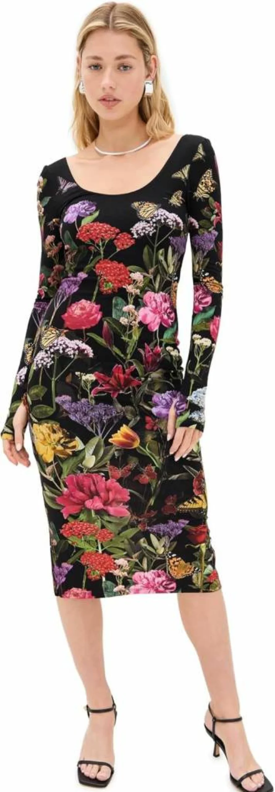 Alice + Olivia Delora Scoop Neck Midi Dress for Women - Flowy Casual & Elegant Style