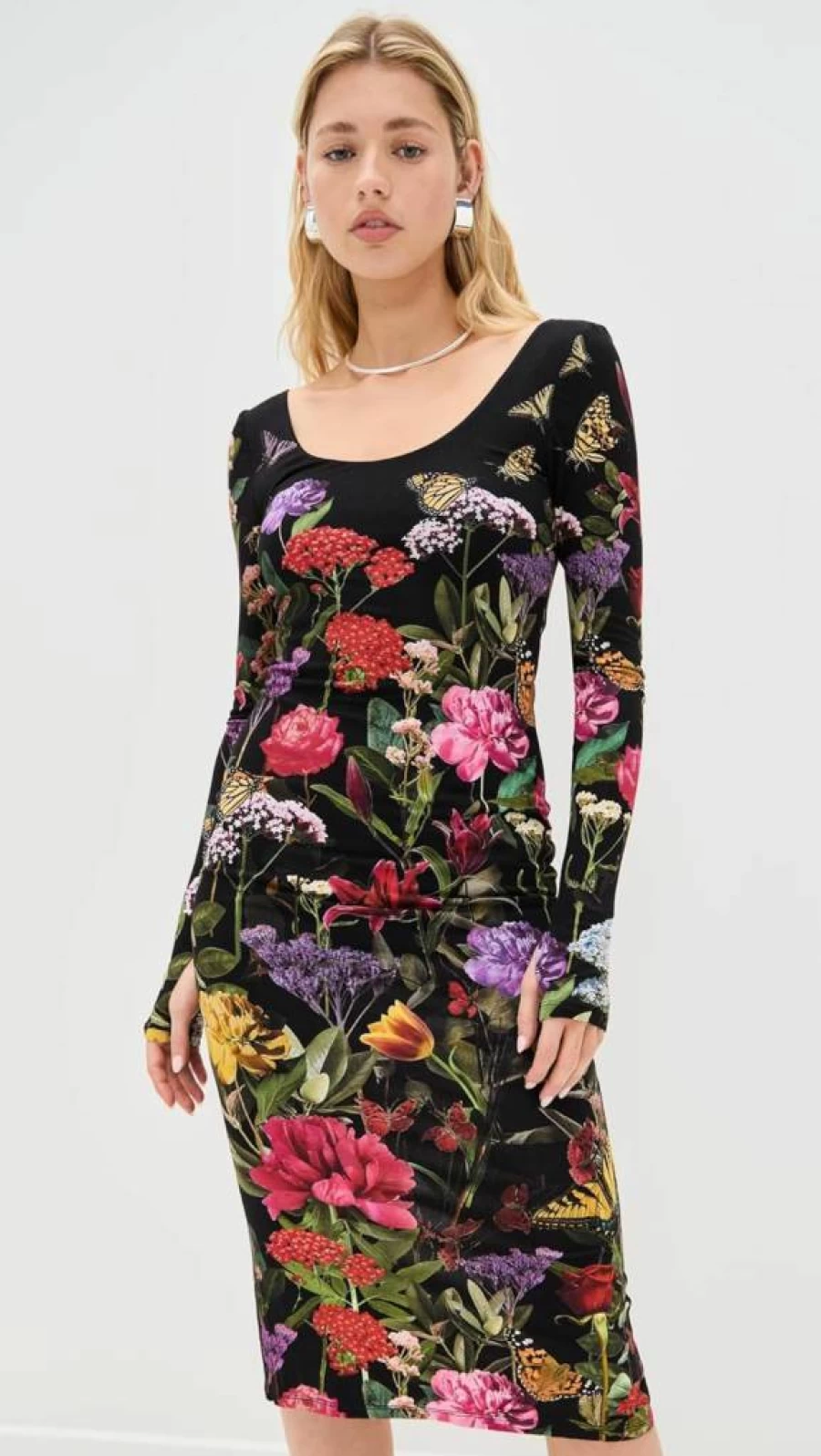 Alice + Olivia Delora Scoop Neck Midi Dress for Women - Flowy Casual & Elegant Style