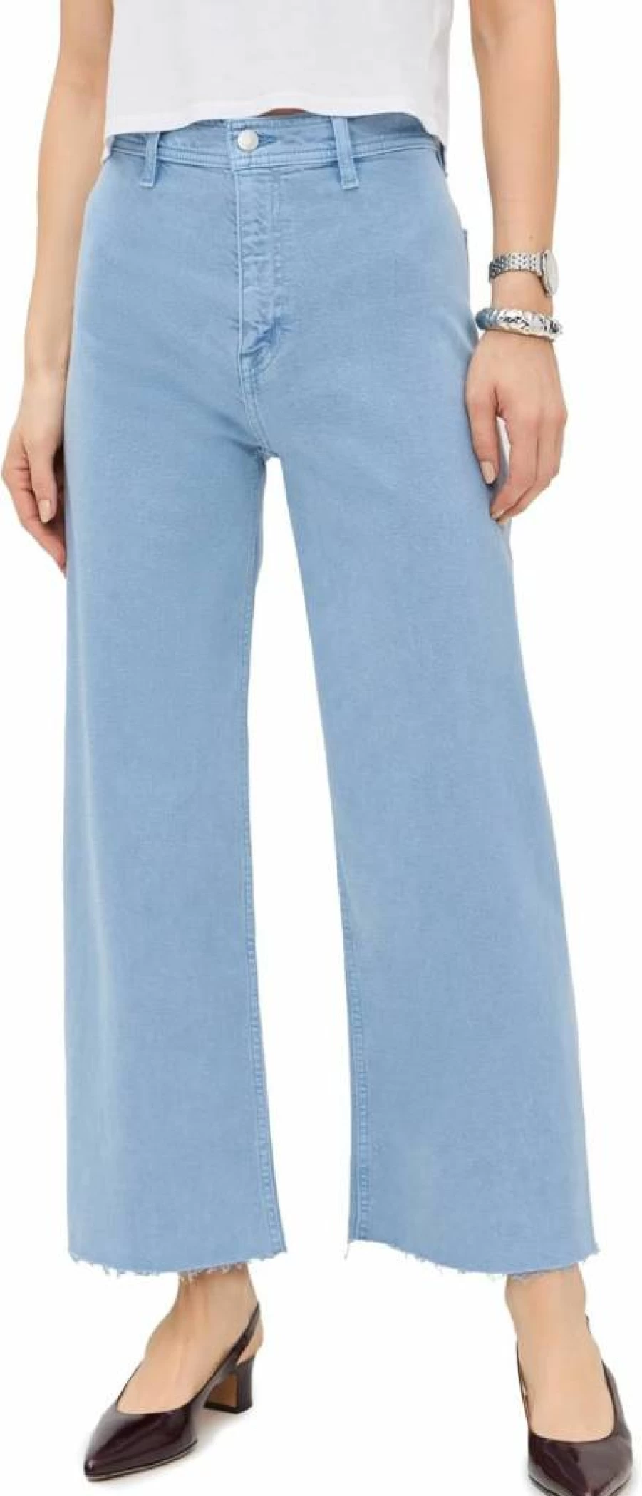 Pistola Denim Women's High Rise Wide Leg Cropped Jeans - Penny Wash Comfort Fit Stretch Denim