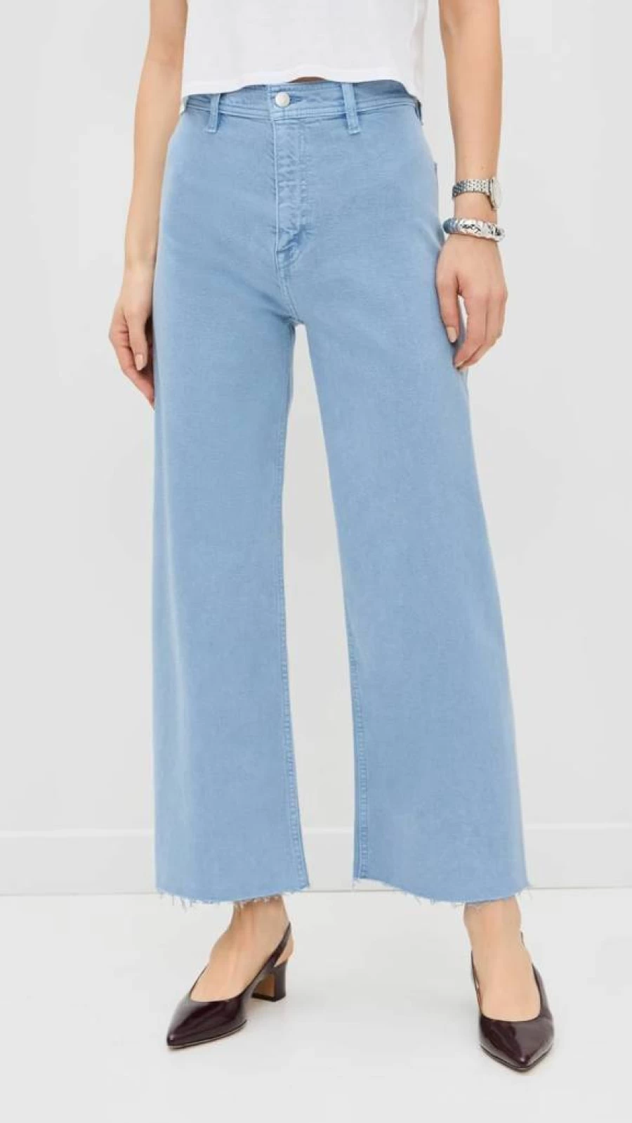 Pistola Denim Women's High Rise Wide Leg Cropped Jeans - Penny Wash Comfort Fit Stretch Denim