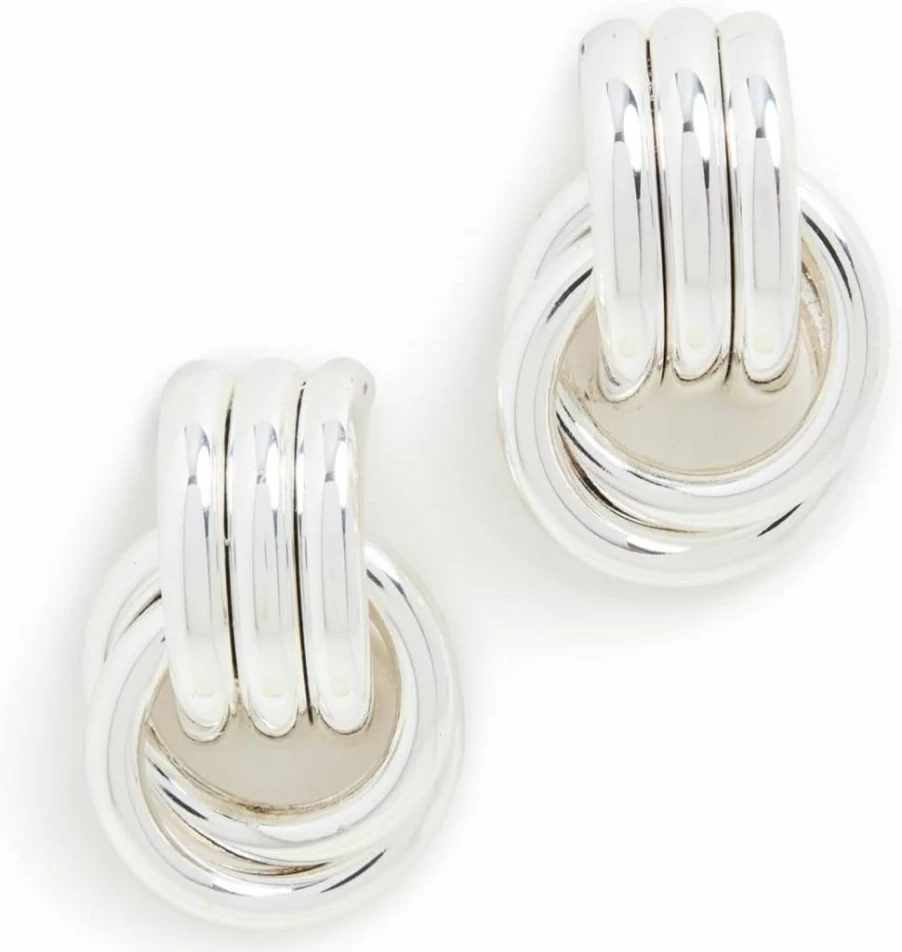 Heaven Mayhem Women's Mini Knot Stud Earrings - Sterling Silver Boho Chic Hoop Earrings for Women