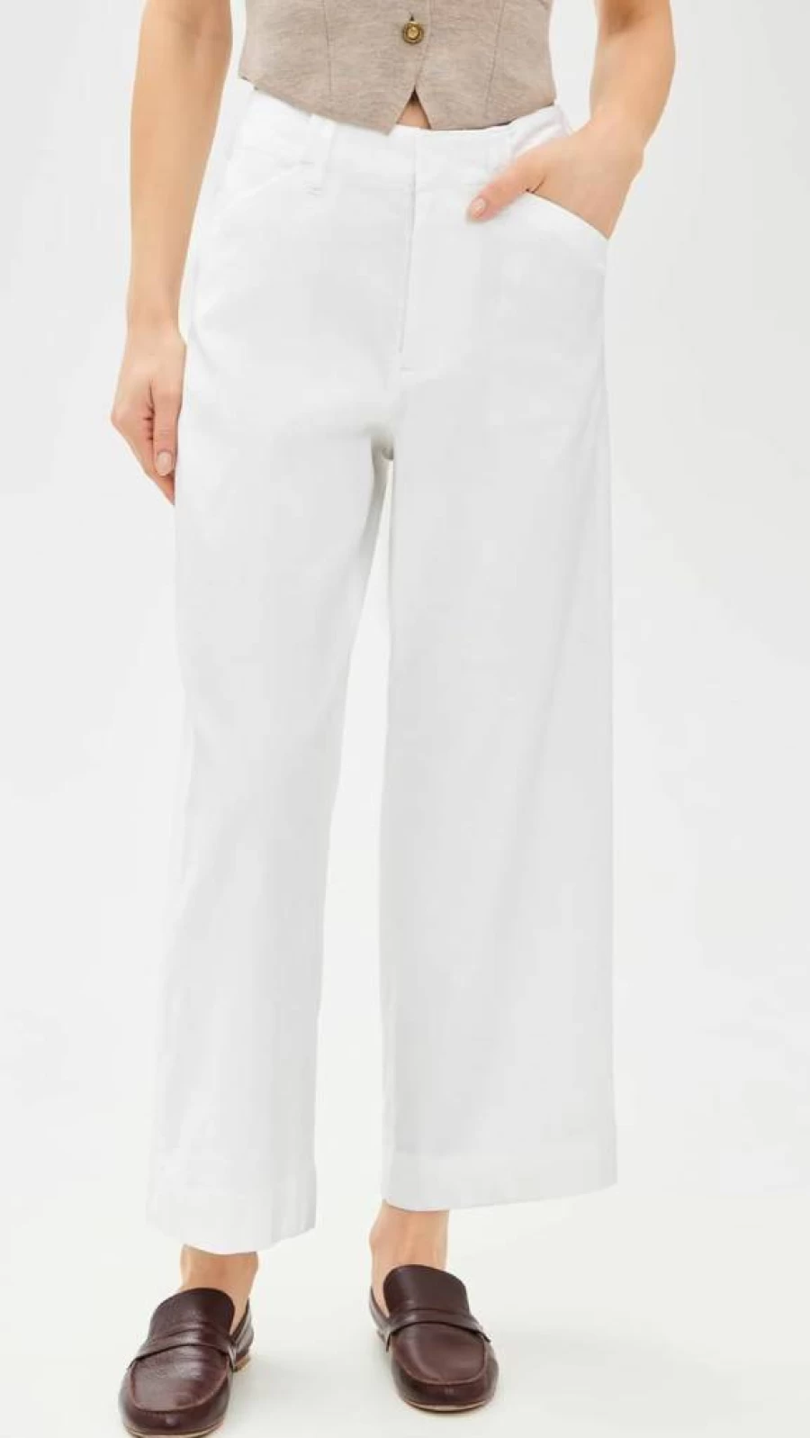 Rag & Bone Women's Banks High-Waisted Linen Pants - Lightweight Summer Casual Trousers
