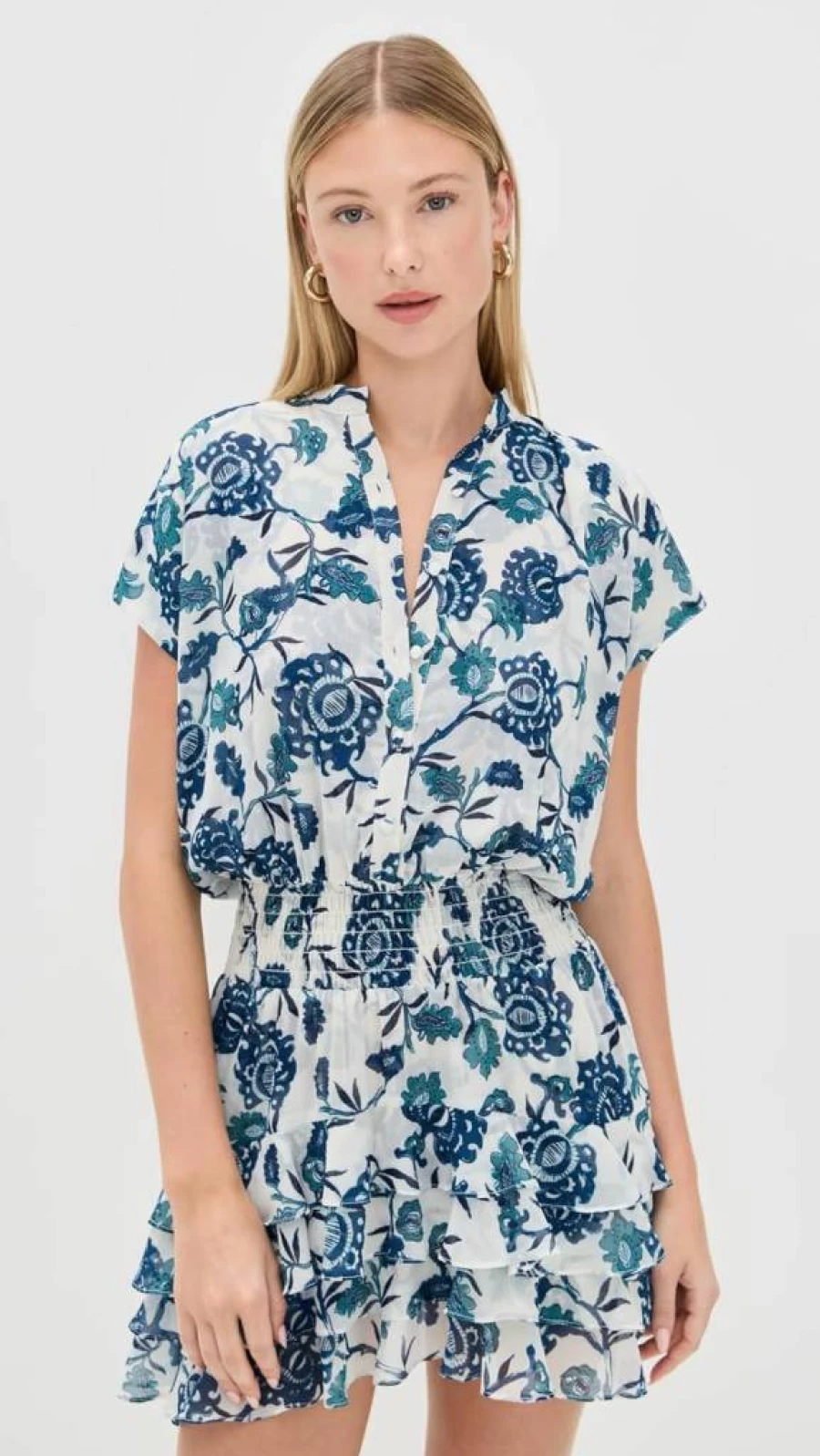 Misa Women's Evie Dress - Elegant Flowy Summer Dress with V-Neck and Floral Print