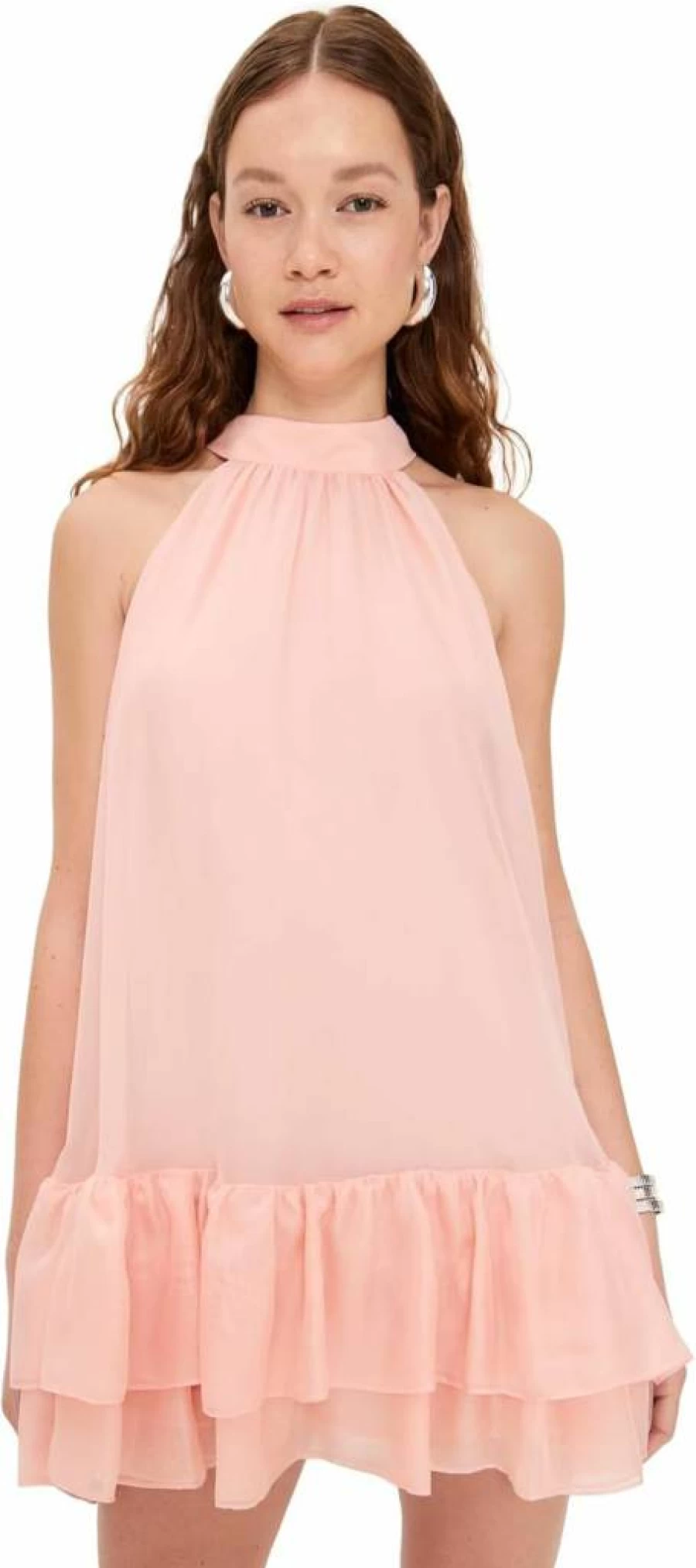 alice + olivia Erna Tiered Halter Neck Dress for Women - Tie Back Summer Maxi Dress