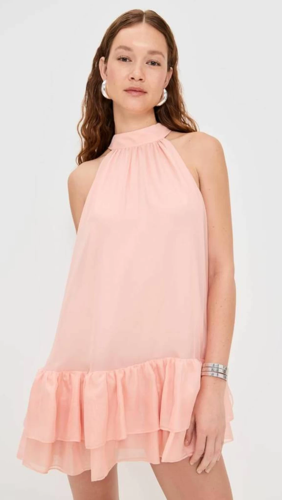 alice + olivia Erna Tiered Halter Neck Dress for Women - Tie Back Summer Maxi Dress