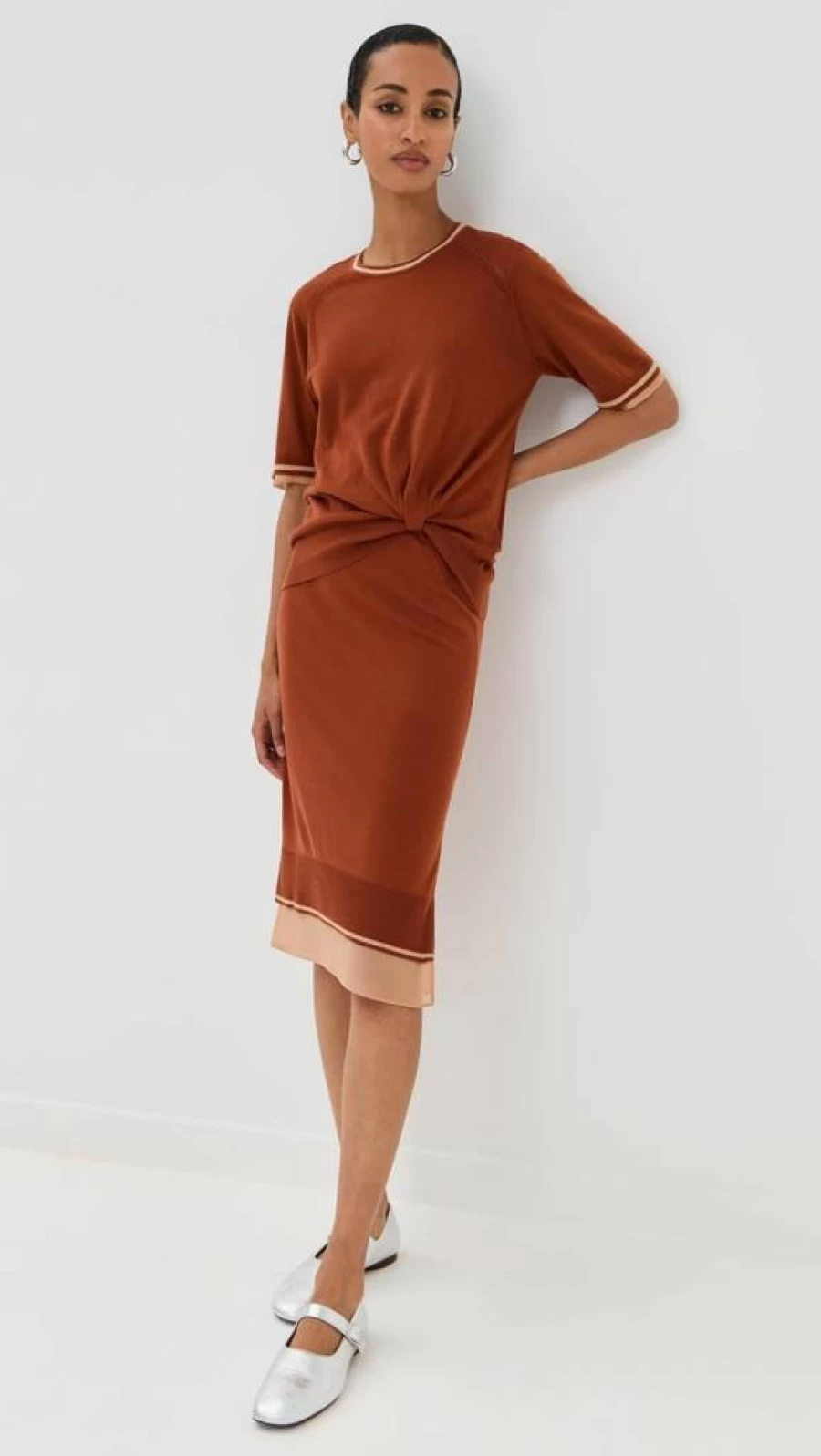 3.1 Phillip Lim Women's Draped Knit Dress with Organza Detail - Elegant Casual Wear