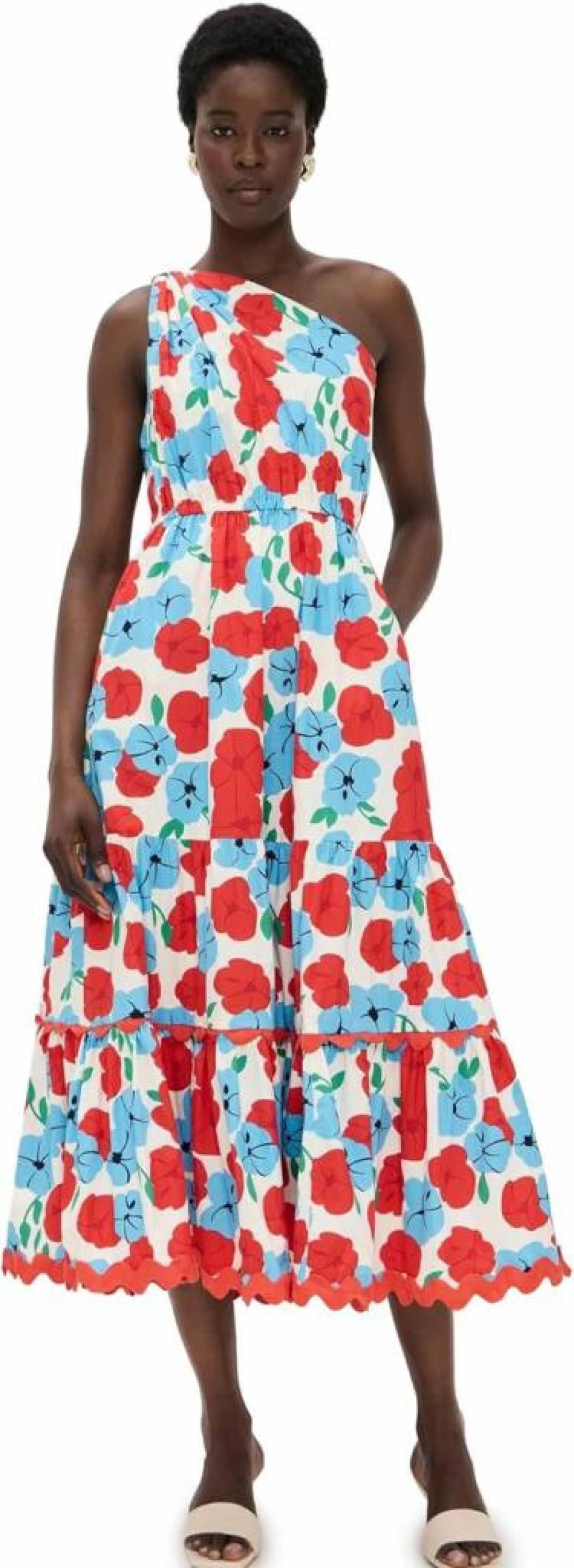 English Factory Women's Floral One-Shoulder Ruffled Long Dress - Elegant Summer Maxi Dress