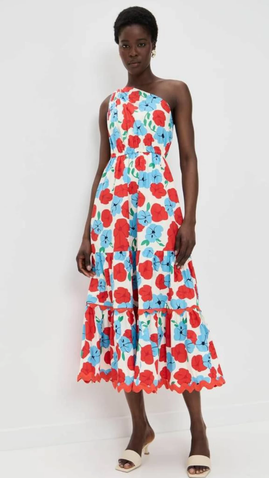 English Factory Women's Floral One-Shoulder Ruffled Long Dress - Elegant Summer Maxi Dress