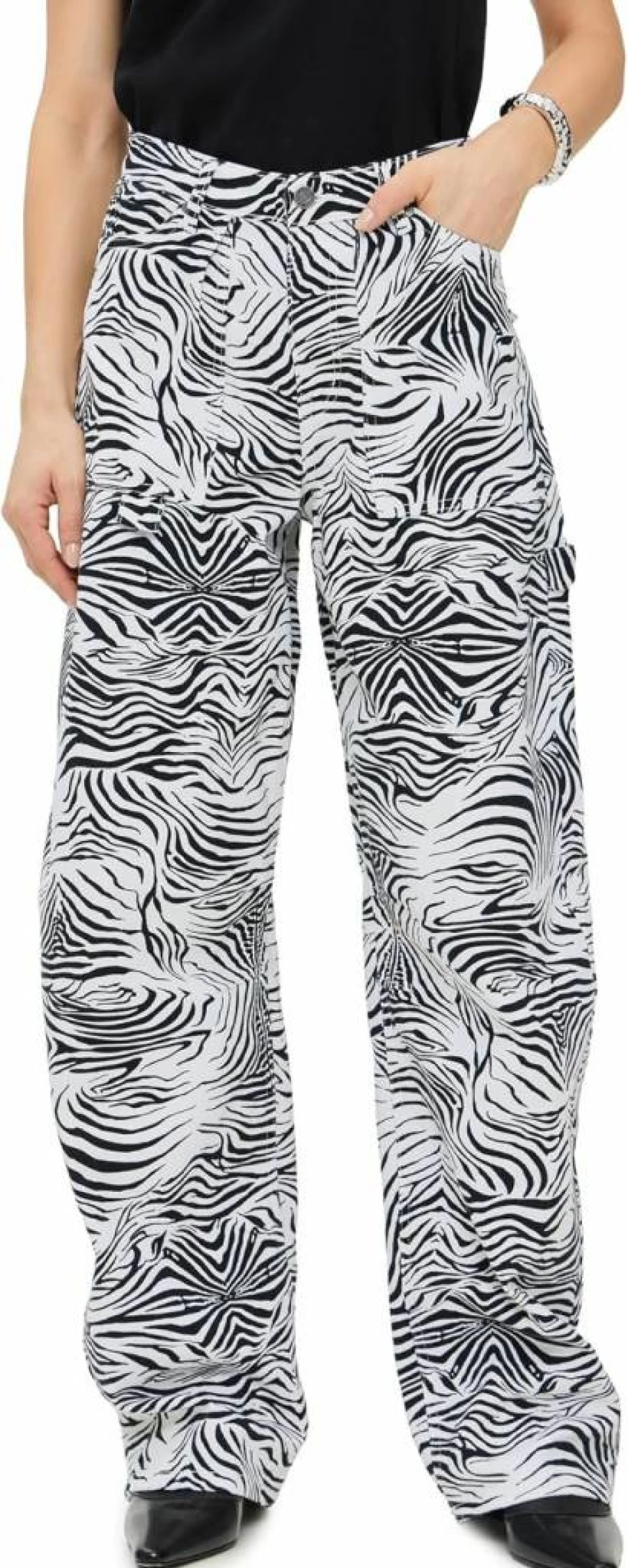 AFRM Women's High-Waisted Carpenter Barrel Pants - Relaxed Fit Distressed Denim Jeans