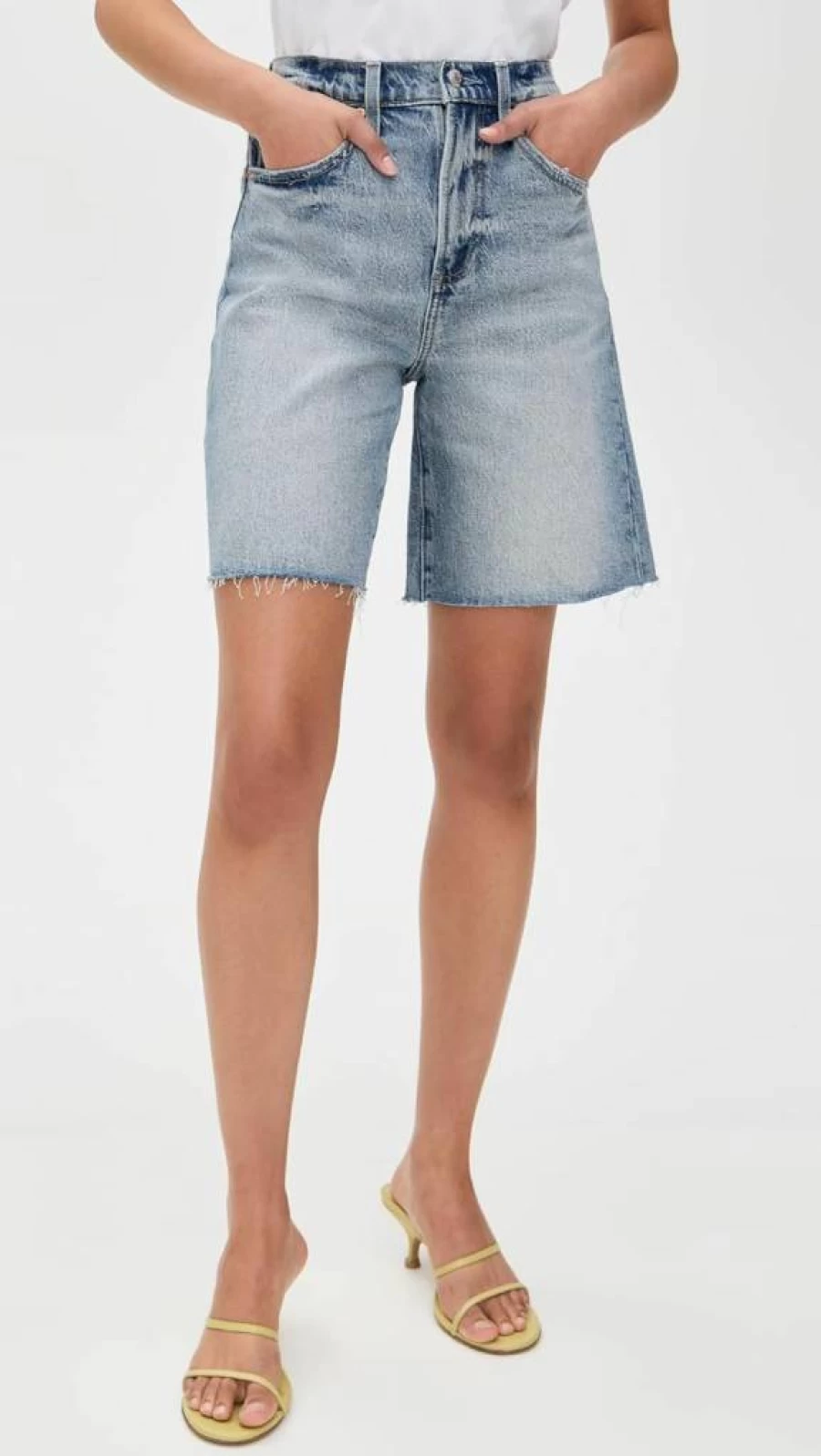 Pistola Denim Women's Kaylee High-Waisted Denim Shorts - Classic Blue Distressed Vintage Style