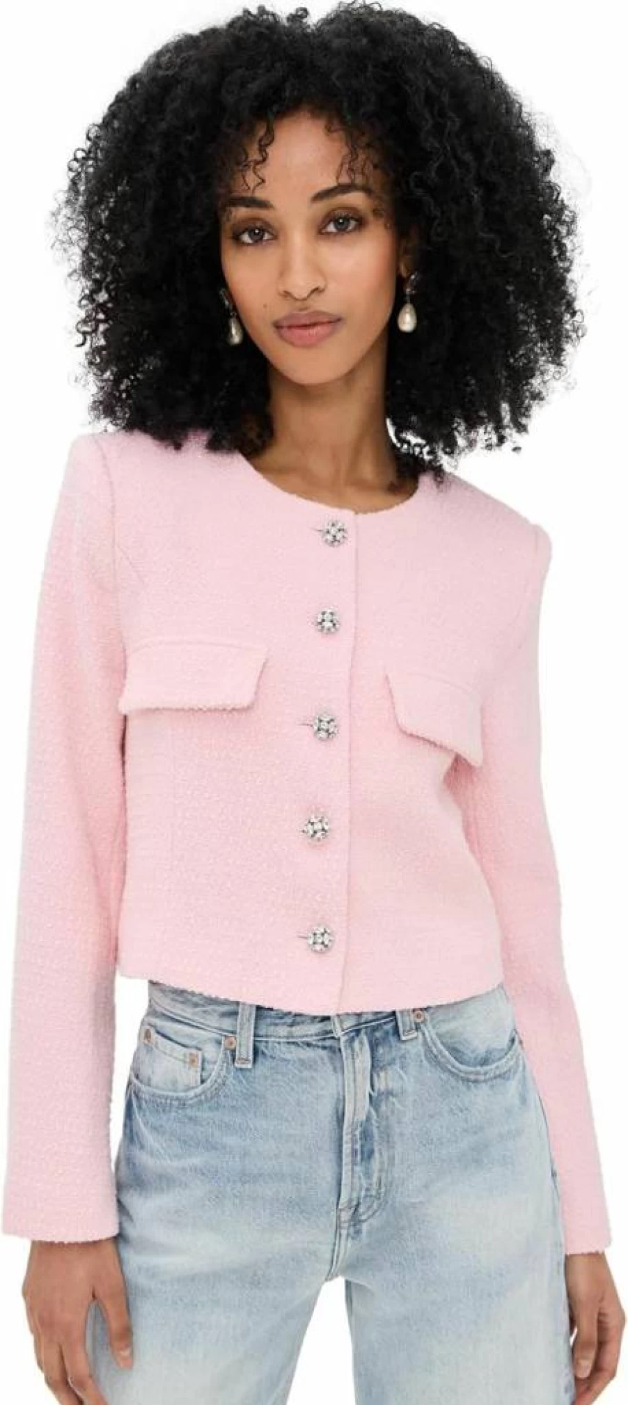 Endless Rose Women's Tweed Blazer with Button Closure - Classic Stylish Jacket for Women