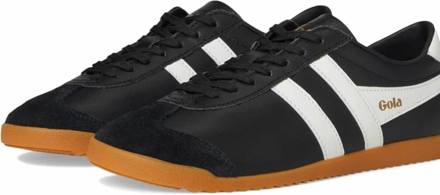 Gola Women's Bullet Leather Sneakers - Classic Retro Style Low Top Lace-Up Fashion Shoes