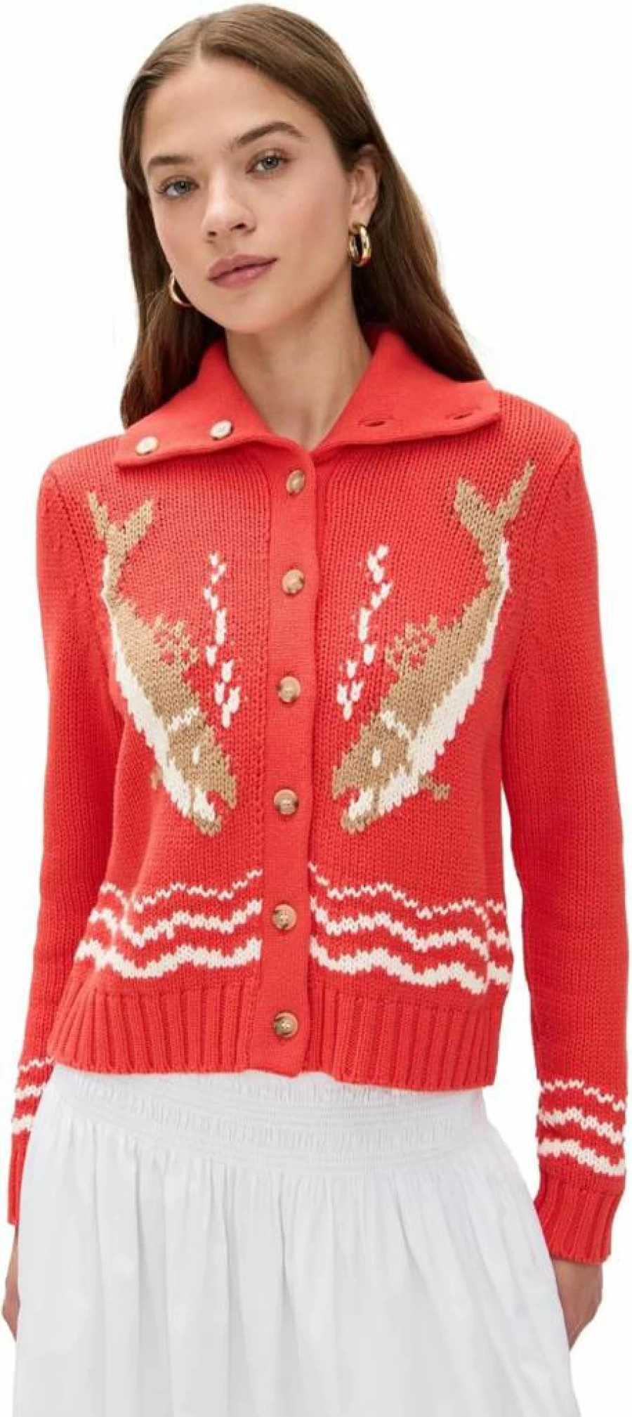 THE GREAT Women's Bass Cardigan Sweater - Classic Knit Pullover