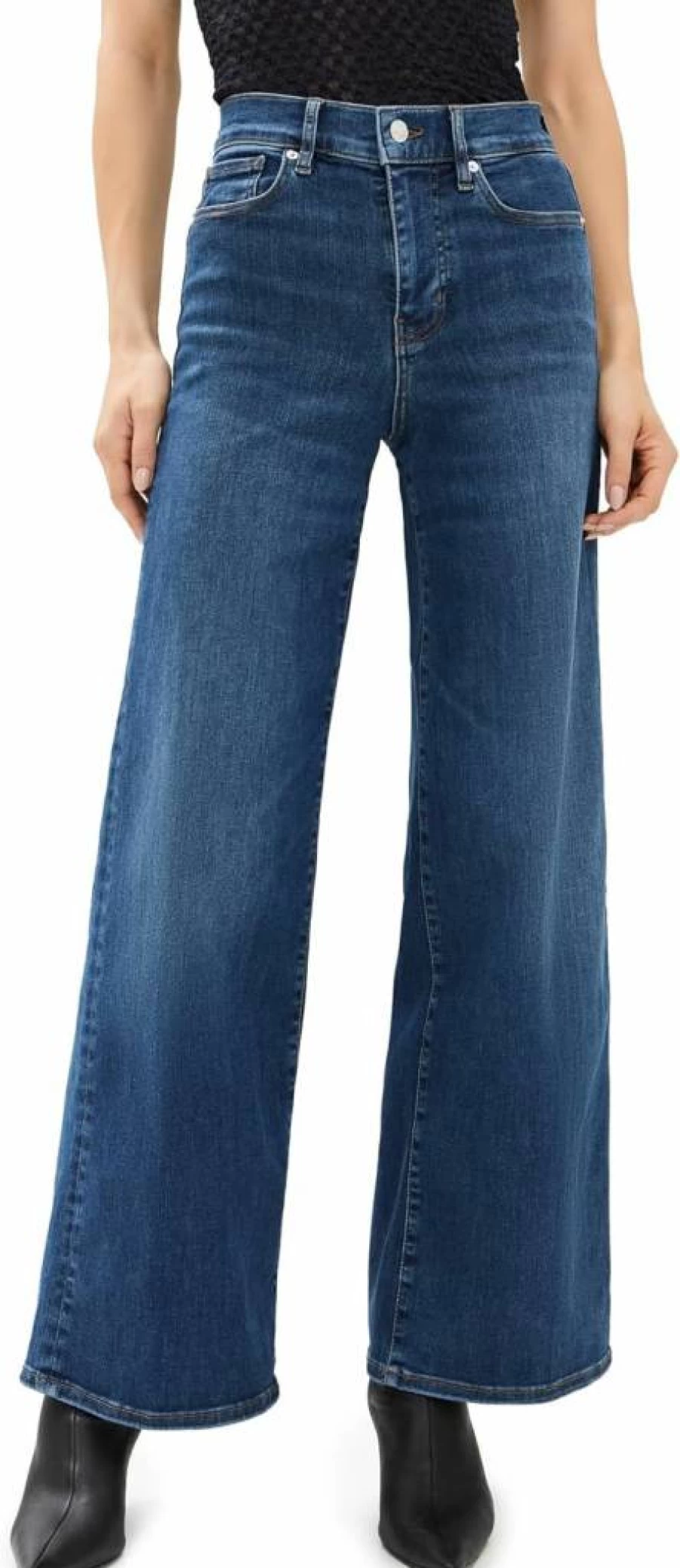 FRAME Women's High-Waisted Slim Fit Palazzo Jeans - Stretch Denim Skinny Trousers