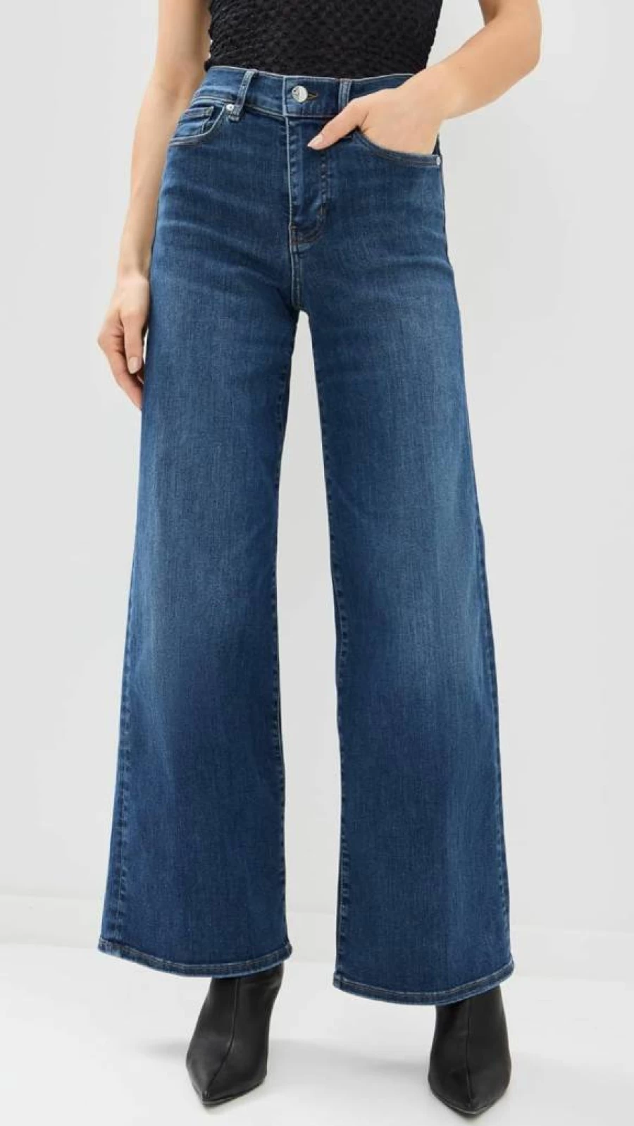 FRAME Women's High-Waisted Slim Fit Palazzo Jeans - Stretch Denim Skinny Trousers