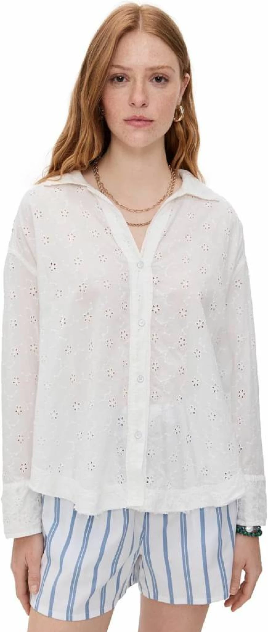 Free People Mae Eyelet Shirt for Women - Floral Bohemian Blouse