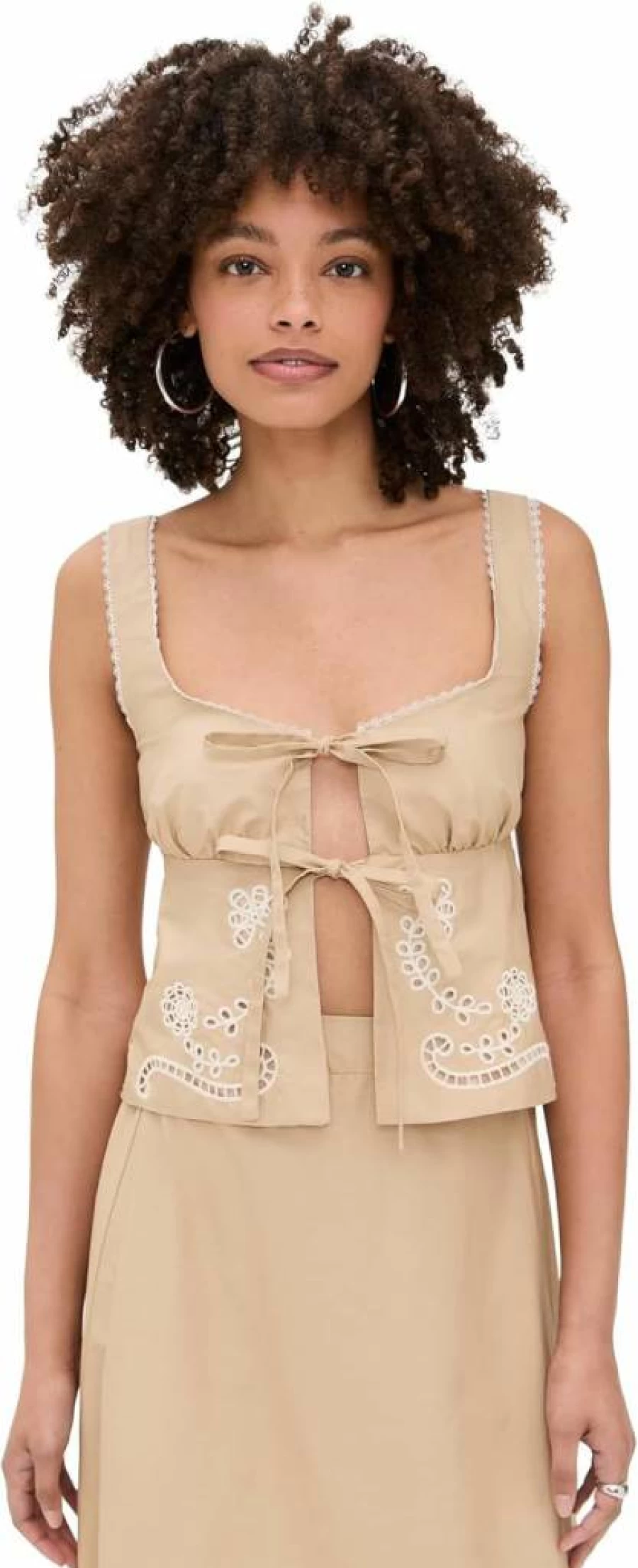 MOON RIVER Women's Lace Eyelet Detail Blouse - Elegant Feminine Tops