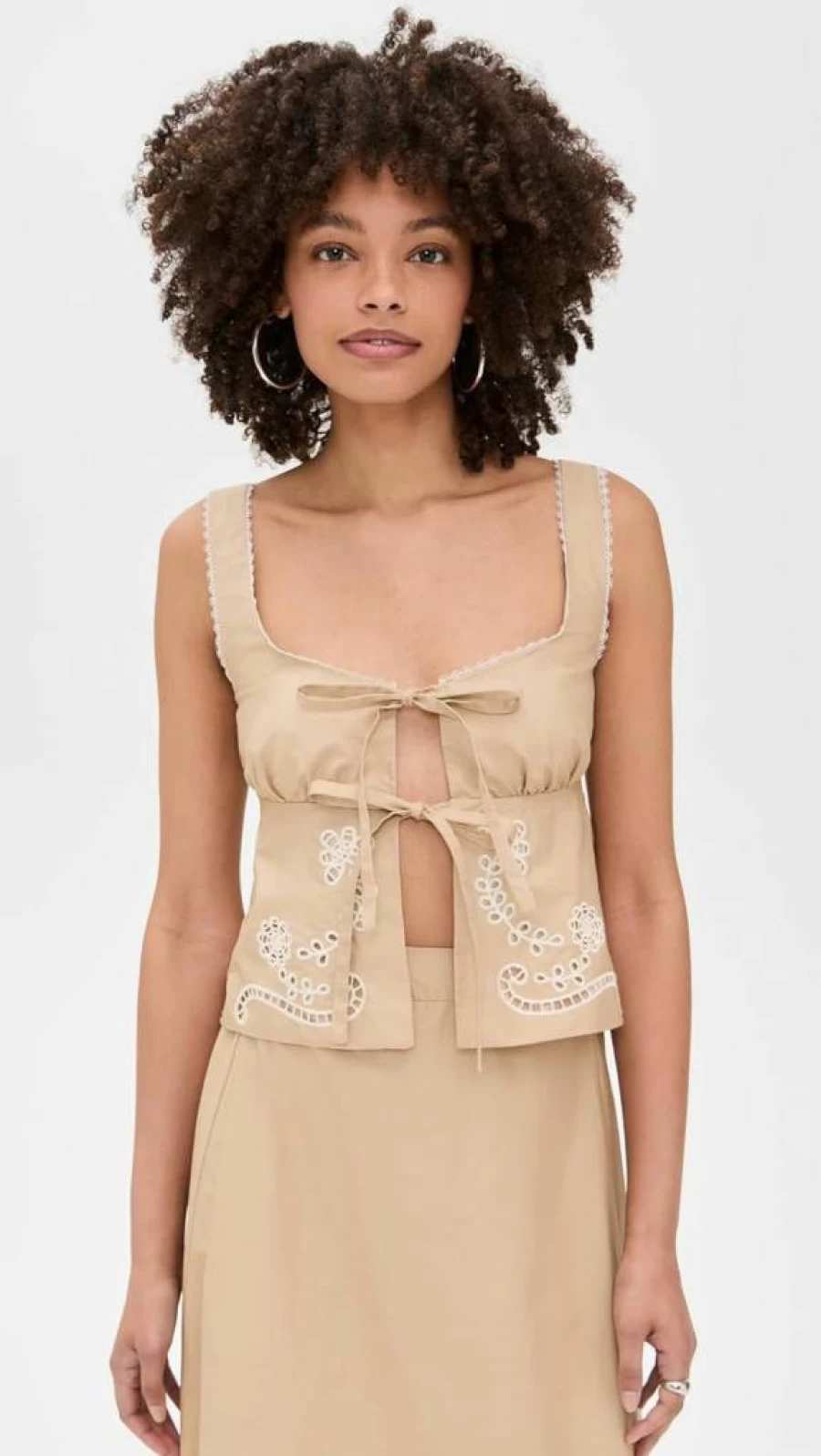 MOON RIVER Women's Lace Eyelet Detail Blouse - Elegant Feminine Tops