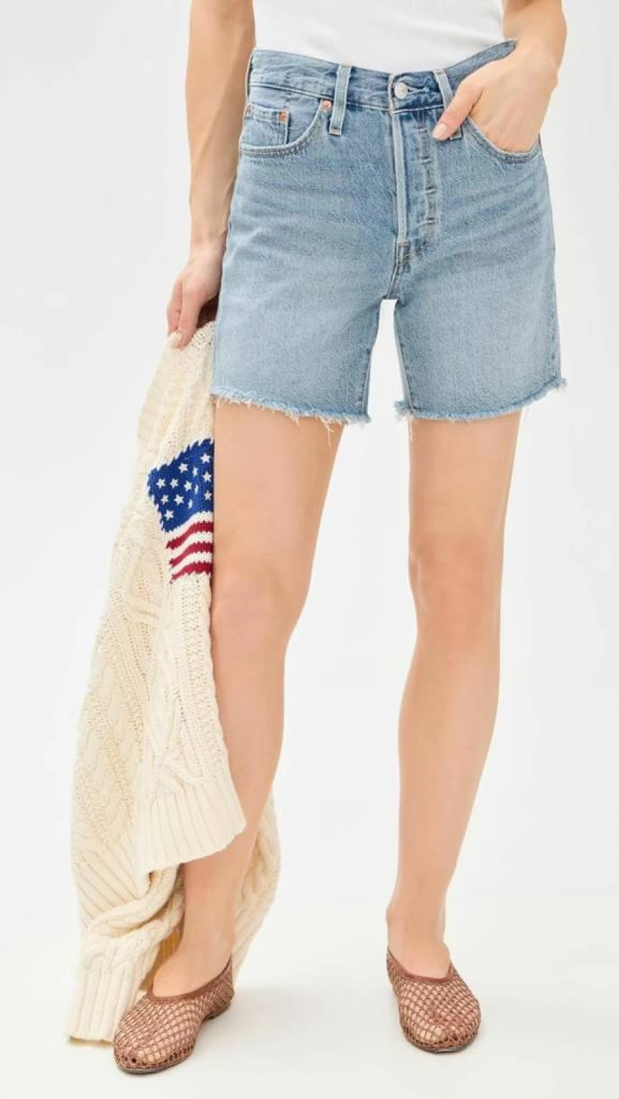 Levi's Women's 501 Mid Thigh Shorts - Lightweight Denim Shorts for Women