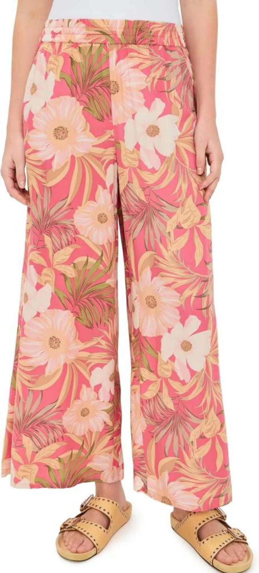 Z SUPPLY Women's Dante Barra Tropical Print High-Waist Linen Pants for Summer