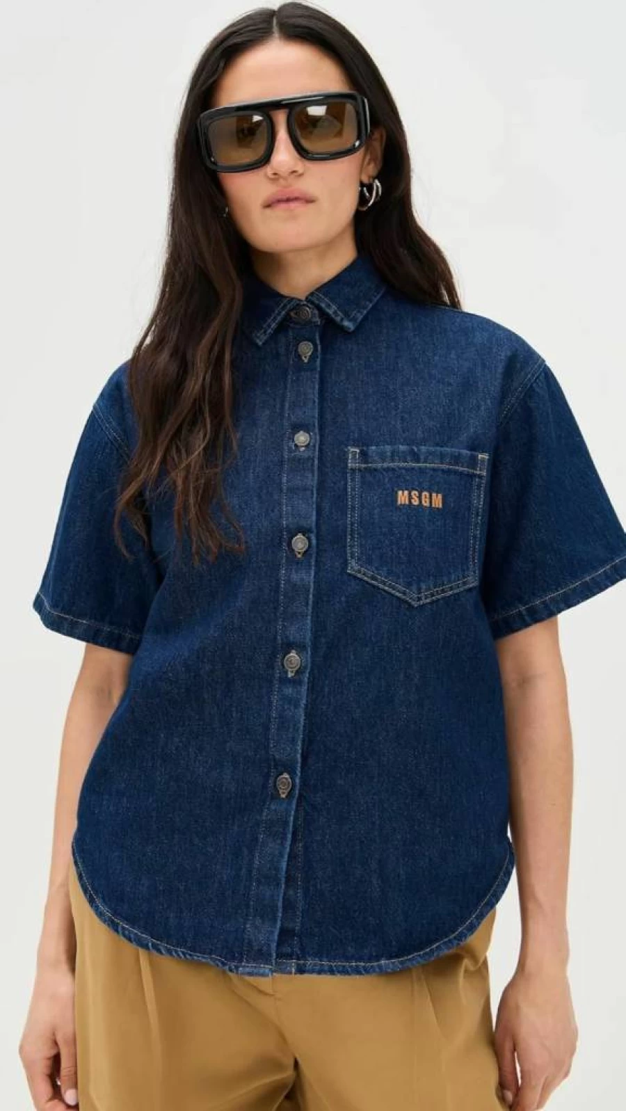 MSGM Women's Denim Collar Top - Stylish Designer Blouse for Women